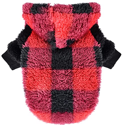 Dog Sweaters for Small Dogs, Chihuahua Fleece Clothes, XS Clothes Winter Warm Puppy Sweaters Boys Girls Tiny Outfits for Teacup Yorkie, Pet Cat Clothing (Small) - color: Plaid, size: Small