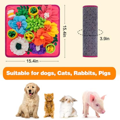 Snuffle Mat for Dogs, Sniff Mat Slow Feeding Mat for Small Pets Cats, Rabbits - Help Stress Relief and Training - Stimulate Your Pet's Foraging Skills! (Bright Pink) - color: Bright Pink