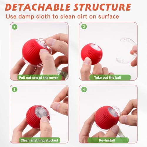 2 Packs Speed 2.0 Tail Interactive Cat Toys for Indoor Cats, Chirping & Motion Activate Cat Toy, Smart Kitten Rolling Ball Moving Ball Toys,Rechargeable Dog Cat Bal l for Enrichment Exercise (New P+G) - color: New Pink+Green