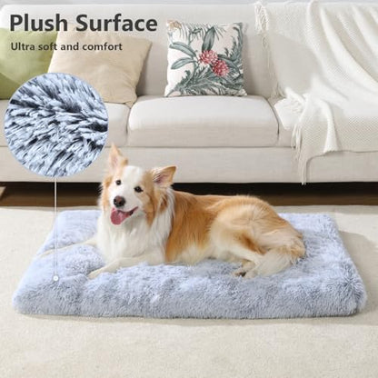 Vonabem Large Dog Bed Crate Pad 36 inch, Washable Pet Beds Medium Small Sized Dogs, Deluxe Plush Warm Anti-Slip Puppy Mats for Sleeping, Soft Kennel Pads 35 * 23 inch Grey - color: Grey, size: 35.0"L x 23.0"W x 2.0"Th