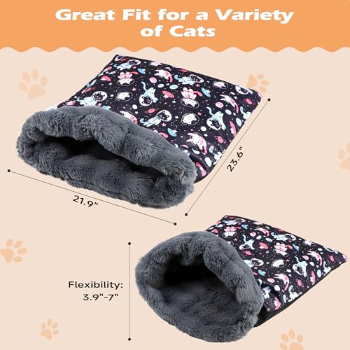 Self Heating Cat Sleeping Bag for Indoor Cats Bed Cave Self Warming Pad Sack Cozy Pet Nest Snuggle Bed for Small Dog 21.9" x 23.6"