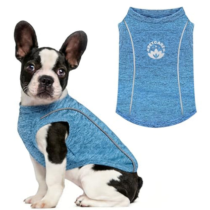 PETCARE Sun Protection Dog Shirts for Small Dogs Quick Dry Soft Stretchy Dog T-Shirts with Reflective Label Tank Top Sleeveless Vest Pet Clothes, Athletic Fabric, Navy, XS (Chest 13" Length 9.8") - color: Navy, size: XS ( Suggest 2-5 lbs)