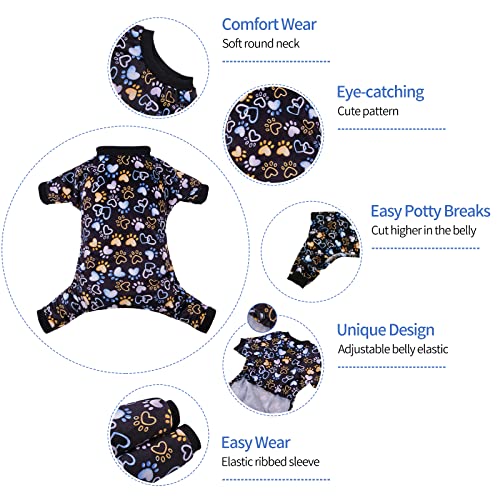 CuteBone Dog Pajamas Costumes Fleece Pet Clothes Puppy Onesie Winter Holiday Cute Cat Jammies Keep Your Pet Warm in the Cold Weather P220S - color: A06-Footprints of Love, size: Small