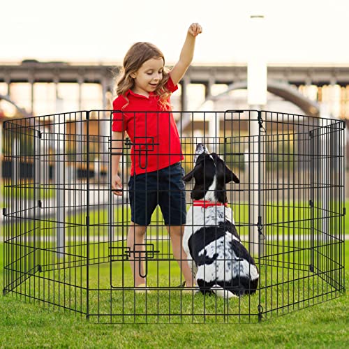 Pet Playpen Dog Pen Foldable Dog Exercise Fence 8 Panels 30 Inch Kennels Pet Playpen Options Ideal for Pet Medium Animals Outdoor Indoor - style: 24'' x 30'' x 8PCS