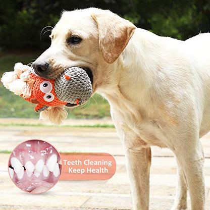 IOKHEIRA Dog Plush Toy for Large Aggressive Chewers,Indestructible Dog Squeaky Toys,Stuffed Animals Toys with Cotton Material and Crinkle Paper,Durable Chewing Toys (Carrot Orange, Cattle) - color: Carrot Orange
