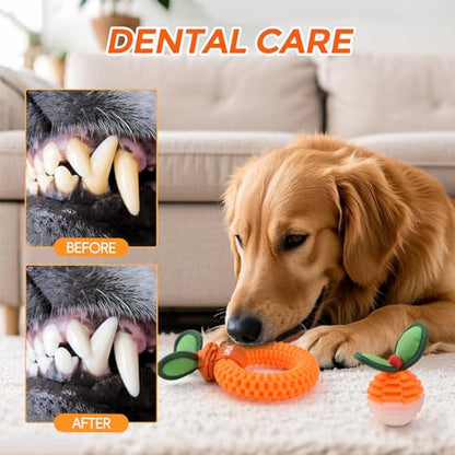 LIFLIX 2-Pack Dog Teeth Cleaning Toys, Durable TPU Bite and Brush Dog Toys for Small and Medium Dogs, Dental Puppy Teething Toys