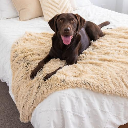 Best Friends by Sheri Calming Shag Dog Blanket – Ultra Soft Faux Fur Pet Throw, Anxiety-Relief, Lightweight Warm Bed Cover for Dogs and Cats, Machine Washable, Taupe, 40" x 50" - color: Taupe, size: 40" x 50"