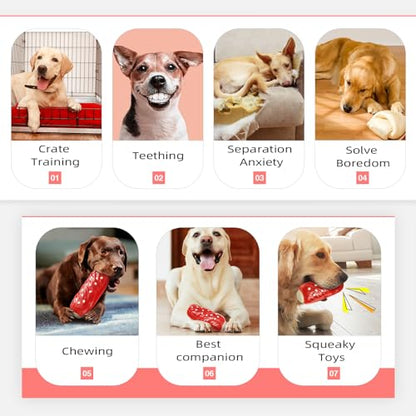 LiuMelinda Dog Chew Toys for Aggressive-Chewers - Indestructible Dog Toy for Aggressive Chewer，Tough Chew Toys for Dogs （Rubber Red Meat Stick） - color: 03-Red Meat Stick