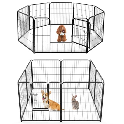 NEWBULIG Dog Playpen 8 Panels 32" Height Foldable Heavy Duty Metal Dog Exercise Playpen Puppy Fence for Indoor Outdoor Yard