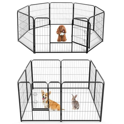 NEWBULIG Dog Playpen 8 Panels 32" Height Foldable Heavy Duty Metal Dog Exercise Playpen Puppy Fence for Indoor Outdoor Yard