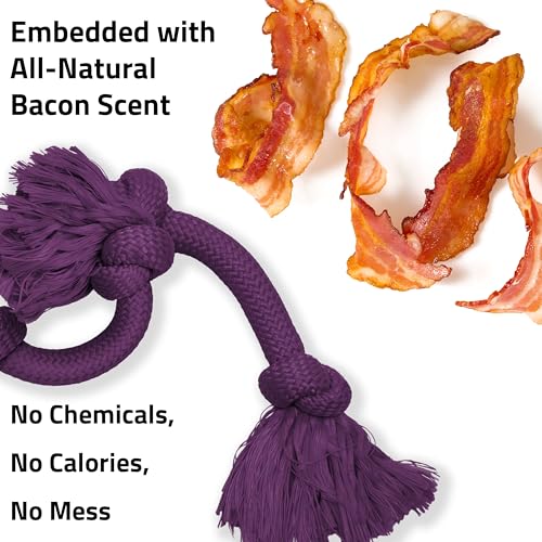 Playology Dog Toys | Dri-Tech Rope Tug of War Dog Toy for Tough Chewers | Bacon Scented Mega Size Tug Rope Toys for Extra Large Dogs - size: Mega, style: Bacon