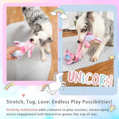 lilfrd Squeaky Crinkle Plush Unicorn Dog Toys, Dog Toys to Keep Them Busy, Tug of War & Pull Toys for Small, Medium Dogs Puppy - style: Unicorn