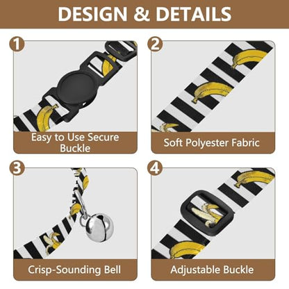Bananas Black White Stripes Kitten Collars 2 Pack Collar for Puppy Adjustable Length 10.6" to 17.1" - color: Bananas Black White Stripes