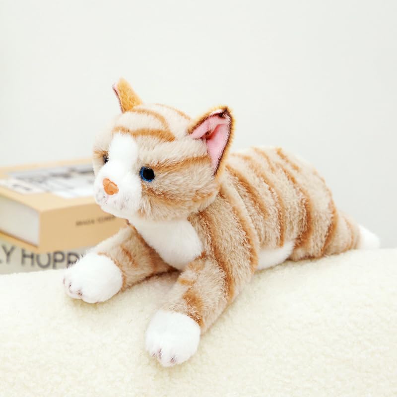 PEACH CAT Striped Cat Stuffed Animal 9.8" Realistic Kitten Plushies Soft Plush Toys Gifts for Kids Yellow - style: 9.8“ Yellow Cat