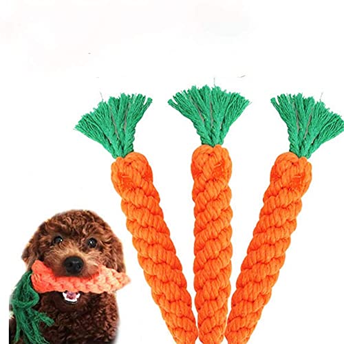 Dog Toys 3 PCS Puppy Teething Chew Toys,Dog Rope Toys,Cat Chew Toys,Safe Braided Rabbit Toys Healthy Gift - color: orange
