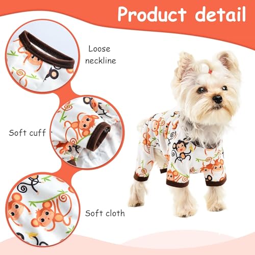Dog Pajamas for Small Dogs, Soft Thin Pjs Jammies Cat Doggie, Summer Pet Cute Puppy Clothes Outfits Dogs Boy Girl(Monkey,XS) - color: Monkey, size: X-Small (Chest 11.8 in)