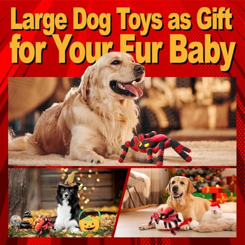 LEGEND SANDY Squeaky Dog Toys- Plush Dog Toys with Soft Fabric for Small, Medium, and Large Dogs Daily Companionship, Training Reward Gift - color: Red Spider