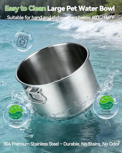 UPSKY 14L No Spill Dog Water Bowl, Stainless Steel Spill Proof Dog Bowl with Water Window, Dual-Suction Anti-Slip Large Capacity Slow Drinking Bowl with Floating Disk for Large Dogs & Messy Drinkers - color: Grey