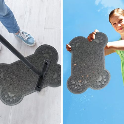 Eurow PVC Cat and Dog Catcher Mat for Litter Boxes & Feeding Areas, Non-Slip, Leakproof, Soft Mesh Paw Cleaner for Sensitive Feet, Traps Dirt, Debris, & Spills, Easy to Clean, 23"x16", Gray