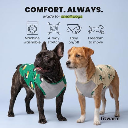 Fitwarm 2 Pack Toucan & Palm Tree UPF 50+ Sun UV Protection Dog Shirt, Lightweight Cooling Vest, Quick Dry Summer Clothes for Small Dogs Boy Girl, Pet Outfit, Green, Beige, Small - color: Toucan & Palm Tree, size: Small