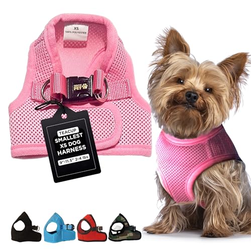 Soft No Pull Step-in Dog Harness Small Dog XXS XS Vest for Teacup, Chihuahua, Yorkie, Pomeranian Dog Vest Harness for Puppy Pink Mesh Comfy(2-4 lbs) - color: Baby Pink, size: XS 9.5"-11.5" 2-4 lbs