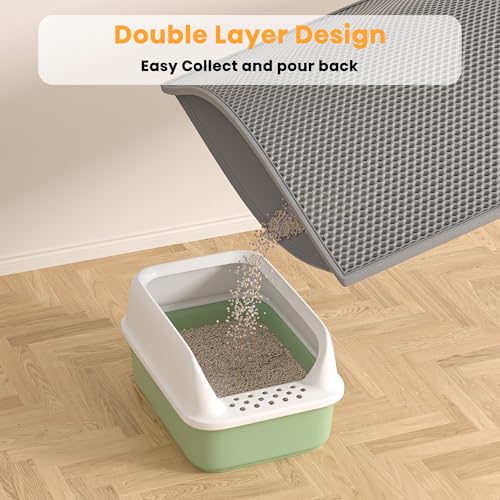 Pieviev 2 Packs Cat Litter Mat Double Layer Waterproof Urine Proof Trapping Mat (30''X24'', Gray) - color: Gray