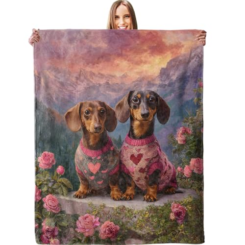 Cute Dachshund Dog Blanket - Plush, Soft, Comfy, Lightweight, Warm, Fuzzy, Cozy Flannel Throw Blanket for Couch, Travel, Bed, Office, Outdoor - 40in×50in - color: Dachshund22, size: 50in×40in