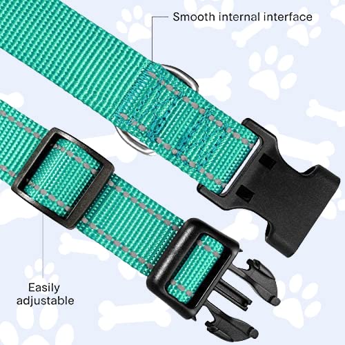 Reflective Dog Collar, Sturdy Nylon Collars for Puppy and Extra Small Girl and Boy Dogs, Adjustable Dog Collar with Quick Release Buckle,Turquoise,5/8" Width - color: Turquoise, size: X-Small Plus (Pack of 1)