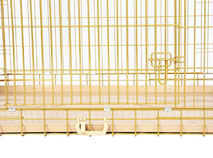 HOMEY PET 42" Gold Folding Dog Crate, Dog Cage for Large Dog Kennels with Pull Out Tray(No Floor Grid)
