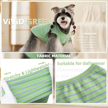 Dog Shirt 2 Pack Breathable Sleeveless Vest, Stretchy & Soft, Purple & Vivid Green, Size XL - color: Purple + Vivid Green, size: XL-(15~24lb) | Chest(~20.8")