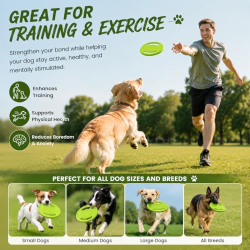 Dog Flying Disc, Durable Soft EVA Flying Ring for Aggressive Chewers, Interactive Fetch & Training Toy, Floats in Water, Safe on Teeth & Gums, Beach Pool Play(Green) - color: Green