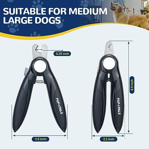 PUP&PALS Large/Medium Dog Nail Clipper with Sharp Stainless Steel Blade, Anti-Slip Grip and Heavy Duty Design Dog Nail Trimmers，Easy Cutting for Thick Claws and Toenails