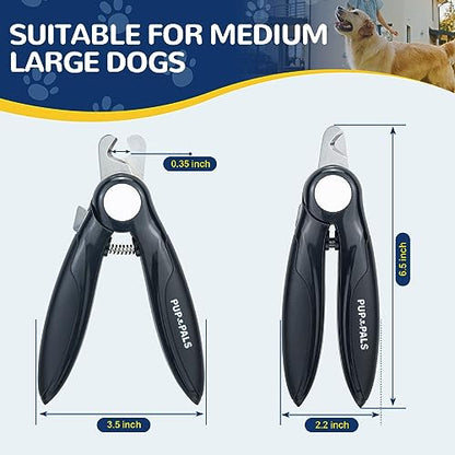 PUP&PALS Large/Medium Dog Nail Clipper with Sharp Stainless Steel Blade, Anti-Slip Grip and Heavy Duty Design Dog Nail Trimmers，Easy Cutting for Thick Claws and Toenails