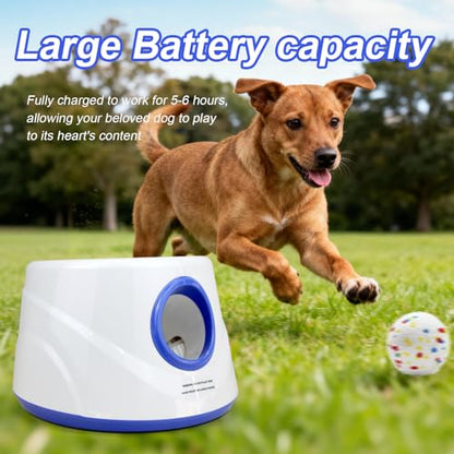Automatic Dog Ball Launcher with 6 ETPU Balls, Adjustable Distance 20-45ft, USB Rechargeable, Interactive Pet Toy (Blue) - color: Blue-Standard