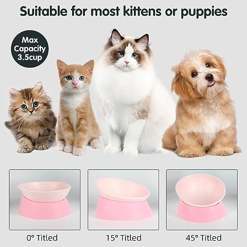 Bulldog Bowl Anti-Slip Dog Cat Dish Detachable Rubber Dog Bowl Pet Sterile Tilted Pet Feeder Slope Base (Pink, 3.5 Cup (Medium/Large Dog)) - color: Pink, size: 3.5 Cup ( Medium/Large Dog )