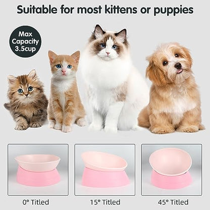 Bulldog Bowl Anti-Slip Dog Cat Dish Detachable Rubber Dog Bowl Pet Sterile Tilted Pet Feeder Slope Base (Pink, 3.5 Cup (Medium/Large Dog)) - color: Pink, size: 3.5 Cup ( Medium/Large Dog )