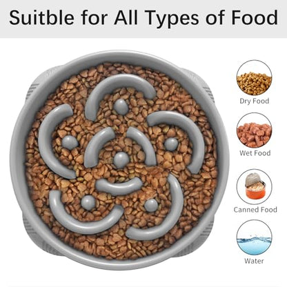 MateeyLife Large Slow Feeder Dog Bowls 2PCS, Anti-Choking Puzzle Dog Food Bowls, Anti-Slip Interactive Feeding Slow Down Eating, Bloat Stop Maze Dishes for Large Breeds 4 Cups Gray&Black - color: B-Gray&Black, size: Large