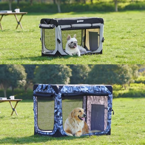 ZOMISIA 42 Inch Collapsible Dog Crate for Extra Large Dogs - XL Dog Travel Crate Portable with Breathable Mesh Windows, Soft Sided Dog Kennel Foldable for Indoor and Outdoor, Grey - size: 42.0"L x 28.0"W x 32.0"H