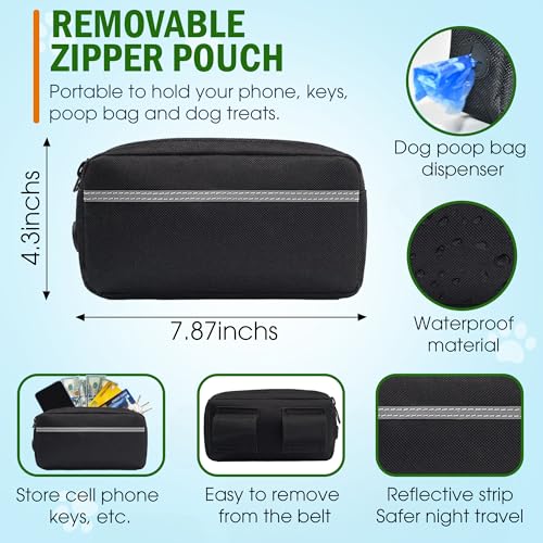 Hands Free Dog Leash with Waist Belt – No-Pull Bungee, Dual Padded Handles & Zipper Pouch for Running, Walking & Training – Adjustable Waist Leash for Large & Medium Dogs (Chartreuse) - color: Chartreuse
