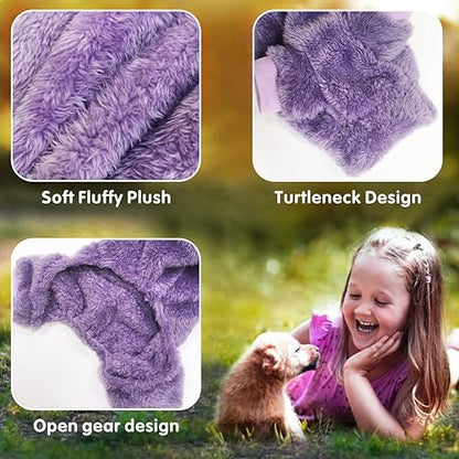 Idepet Fuzzy Velvet Dog Pajamas, Plush Dog Sweater Onesie Soft Pet Clothes Winter Outfit Doggy Pjs Puppy Jumpsuit, Cat Coat (X-Small, Purple) - color: Purple, size: X-Small