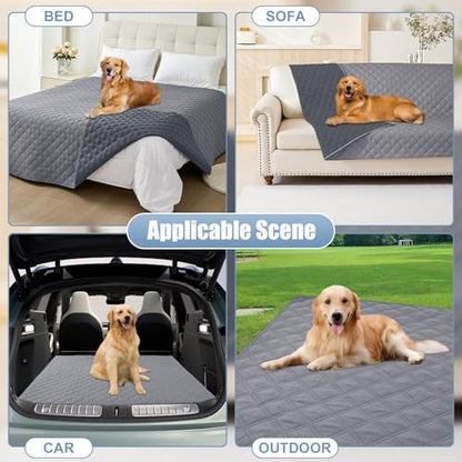 Smiry Waterproof Dog Bed Cover Pet Blanket, Soft Washable Dog Blanket for Furniture Bed Couch Sofa Reversible, Checkered (68"x82", Grey/Dark Grey) - color: Grey/Dark Grey, size: 68x82 Inch