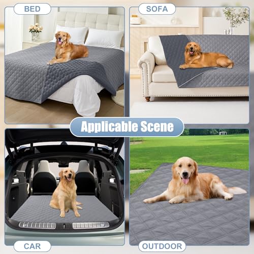 Smiry Waterproof Dog Bed Cover Pet Blanket, Soft Washable Dog Blanket for Furniture Bed Couch Sofa Reversible, Checkered (40"x80", Grey/Dark Grey) - color: Grey/Dark Grey, size: 40x80 Inch