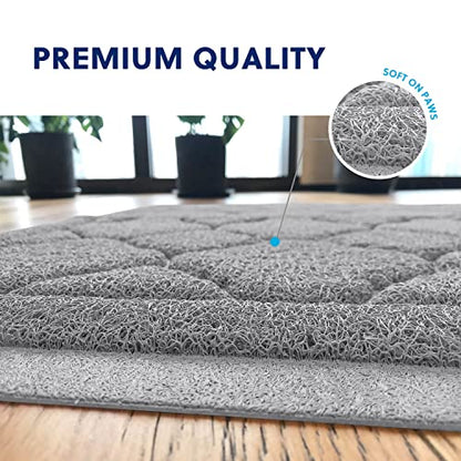 WePet Cat Litter Box Mat, Kitty Premium PVC Pad, Durable Trapping Rug, Phthalate Free, Urine-Resistant, Scatter Control, L 35 x 23 Inch, Cadet Grey - color: #02 Cadet Grey, style: Medallion/35 x 23 Inch
