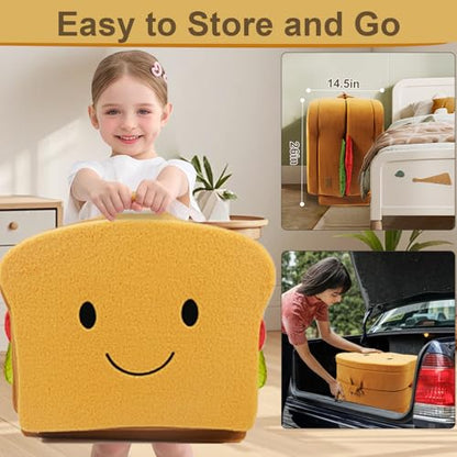 Toddler Travel Bed Sandwich Style - Portable Toddlers Floor Beds, Foldable Soft Foam Travel Crib for Baby and Kid, Washable Cover Toddler Cot with Safety Rail for Travel, Home/Travel Sleep - size: Large – for Kids Ages 2–6