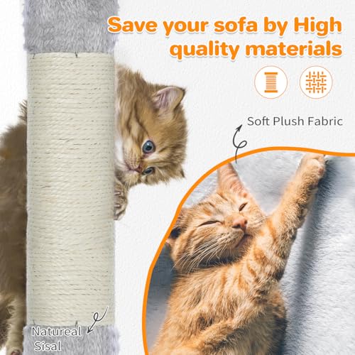Made4Pets Cat Tree 54in Cat Tower for Indoor Cats Kitten Tree Multi-Level Cat Tree with 2 Condo Furniture Activity Center with Scratching Posts Funny Toys Kittens Pet Play House, Light Grey - color: Light Grey