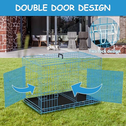 36 Inch Medium Dog Crate for Medium Dogs Durable Foldable Medium Dog Kennel Indoor, Double Door/Leak-Proof Removable Tray/Handle, for Shop/Home/Outdoor, Metal Dog Crate, 36 Inch Dog Crate Puppy Crate