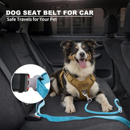 10FT Hands Free Dog Leash for Small Medium Large Dogs, Heavy Duty Reflective Dog Leash with Traffic Handle, Seat Belt Buckle & Poop Bag Holder (Blue) - color: Blue, size: 10FT