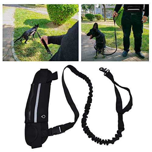 Generic Belt Bag Dog Leash Set, Hands Free Waist Pack with Reflective Strips and D Ring, for Walking Running Hiking Training (Black) - color: Black