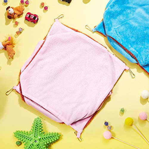 Weewooday 3 Pcs Rat Hammock 3 Tier Pet Guinea Pig Hammock for Cage Hanging Bed Cage Accessories for Small Animals Hamster Parrot Sugar Glider Ferrets Chinchilla Playing Sleeping(Pink,Blue,Green)