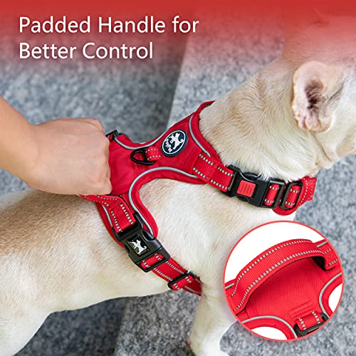 PoyPet No Pull Dog Harness, No Choke Reflective Dog Vest, Adjustable Pet Harnesses with Easy Control Padded Handle for Small Medium Large Dogs(Red Matching Trim,XS) - color: Red(Matching Trim), size: XS